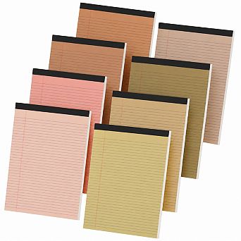 8 Pack Narrow Ruled Colored Legal Pads 80gsm Paper 50 Sheets Per Pad