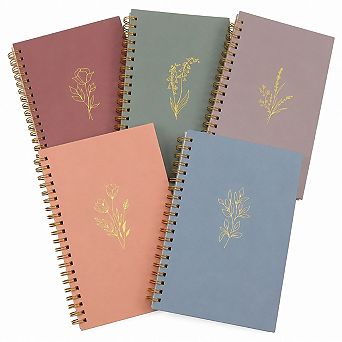 5 Pack A5 Spiral Notebooks Wide Ruled 160 Pages Soft Colors School Office Supplies