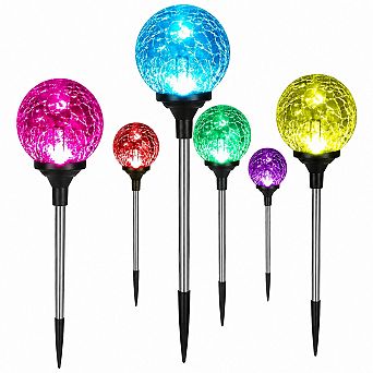 6 Pack Solar Garden Lights Outdoor Waterproof Color Changing Globe Decor