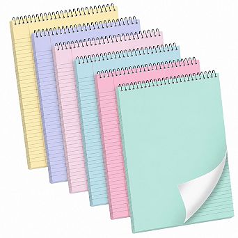 6 Pastel Top Bound Spiral Notebooks College Ruled Aesthetic Office School Supplies