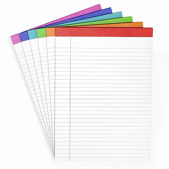 6 Pack Rainbow Lined Legal Pads 50 Sheets Each Wide Ruled Note Paper