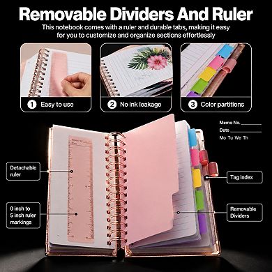 Leather Hardcover Spiral Notebook College Ruled 300 Pages Magnetic Closure Journal