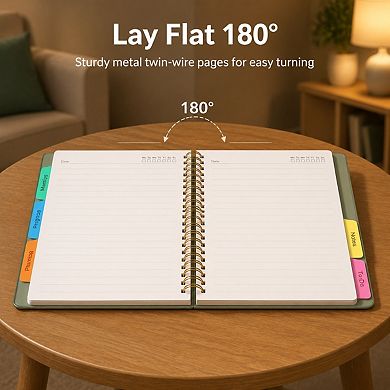 8.5x11 Spiral Notebook 5 Subject Removable Dividers College Ruled 280 Pages