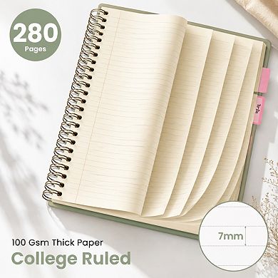 8.5x11 Spiral Notebook 5 Subject Removable Dividers College Ruled 280 Pages