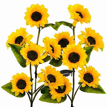 Solar Sunflower Garden Stake Lights 4 Pack Waterproof Outdoor Patio Pathway Decor
