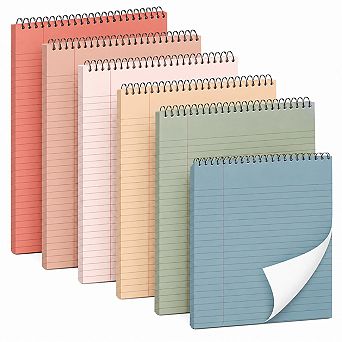 6 Pack Morandi Spiral Notebooks College Ruled Waterproof Covers Perforated Paper For School Office