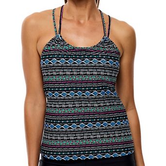 Women's N Double Tunnel Shirred Tankini Swim Top