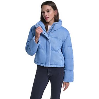 Women's Levi's® Cropped Denim Stand Collar Puffer Jacket
