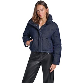 Women's Levi's® Cropped Denim Stand Collar Puffer Jacket