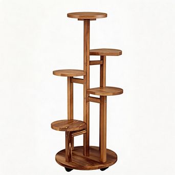 Tall Corner Wooden Plant Rack