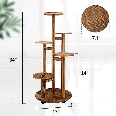 Tall Corner Wooden Plant Rack