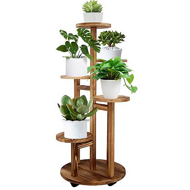 Tall Corner Wooden Plant Rack