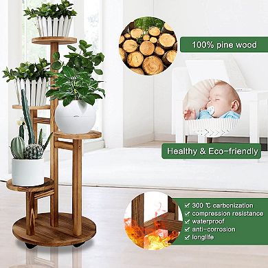 Tall Corner Wooden Plant Rack