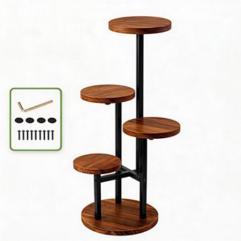 Tall Wood Metal Corner Rack
