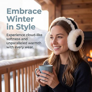 Foldable Plush Winter Earmuffs, Windproof Thermal Ear Warmers for Women