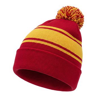 Winter Beanie with Pom-Pom Color Block Jacquard Soft Warm Stretchy Hat for Sport Travel