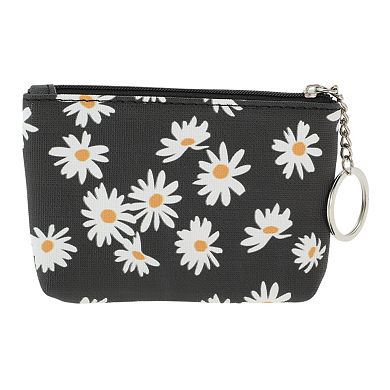 Two Zippered Pockets Floral Coin Purse Wallet 1 Pc