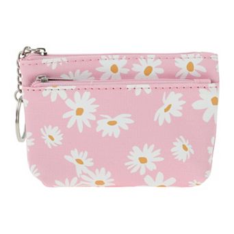 Two Zippered Pockets Floral Coin Purse Wallet 1 pc