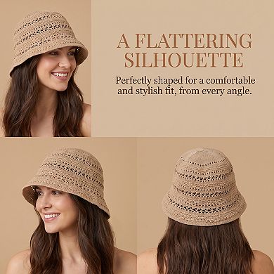Women's Hollowed-Out Retro Hat, Packable Fishmen Bucket Hat Beach for Seaside