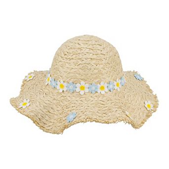 Women's Flowers Straw Hat, Packable Sun Protection