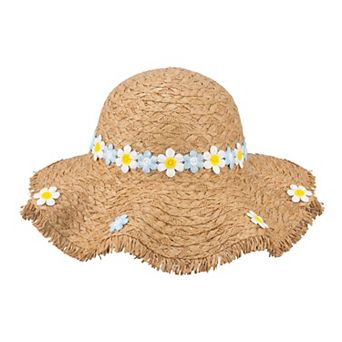 Women's Flowers Straw Hat, Packable Sun Protection