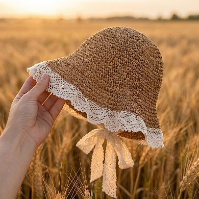 Women's French-style Lace Hat, Packable Fisherman's Beach Hat