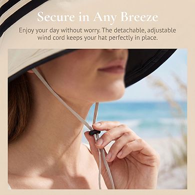 Women's Striped Sun Hat with Big Brim Foldable for Travel