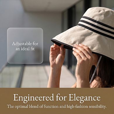 Women's Striped Sun Hat with Big Brim Foldable for Travel