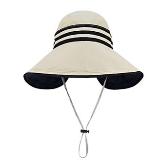 Women's Striped Sun Hat with Big Brim Foldable for Travel