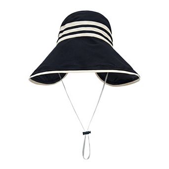 Women's Striped Sun Hat with Big Brim Foldable for Travel
