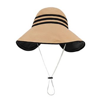 Women's Striped Sun Hat with Big Brim Foldable for Travel