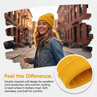 Women's Winter Beanie, Cuff Soft Warm Stretchy Knit Hat Cuffed Cap