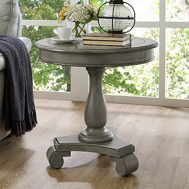 Rene Round Wood Pedestal Side Table