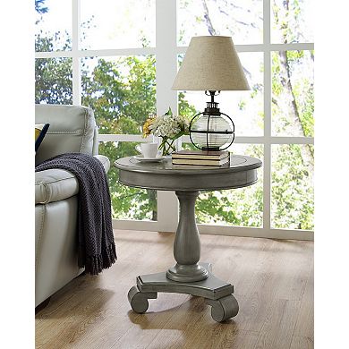 Rene Round Wood Pedestal Side Table