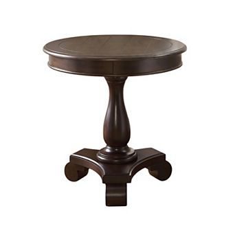 Rene Round Wood Pedestal Side Table