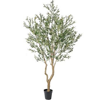 10ft Potted Faux Olive Tree, Realistic Artificial Plant with Fruits for Indoor & Outdoor Decor