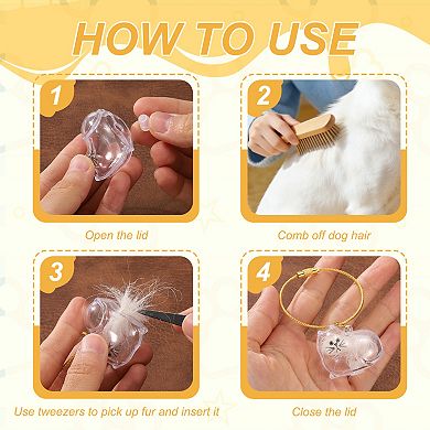 2Pcs Cat Hair Collector Keychain with Tweezers, Clear Pet Fur Storage Locket & Memory Keepsake