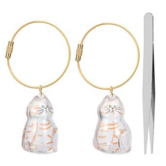 2 pc Cat Hair Collector Keychain with Tweezers, Clear Pet Fur Storage Locket & Memory Keepsake