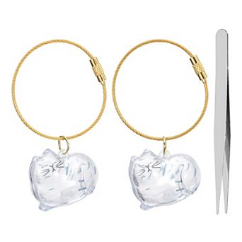 2 pc Cat Hair Collector Keychain with Tweezers, Clear Pet Fur Storage Locket & Memory Keepsake