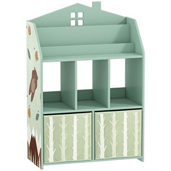 Qaba Kids Bookshelf with Storage, Childrenfts Bookcase for Playroom