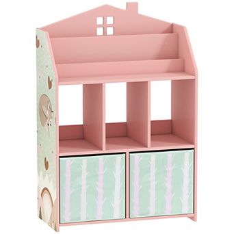Qaba Kids Bookshelf with Storage, Childrenfts Bookcase for Playroom