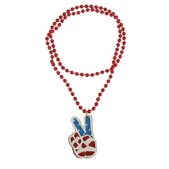 1.62" 4th of July Accessories, Patriotic Necklace for Memorial Day Soccer Game Day Red Blue White