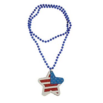 2.68" 4th of July Accessories, Patriotic Necklace for Memorial Day Soccer Game Day Star Muticolor