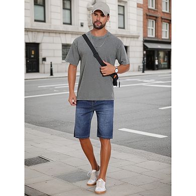 2 Packs Men's Retro Distressed T-Shirt Crew Neck Short Sleeve Solid T-Shirts
