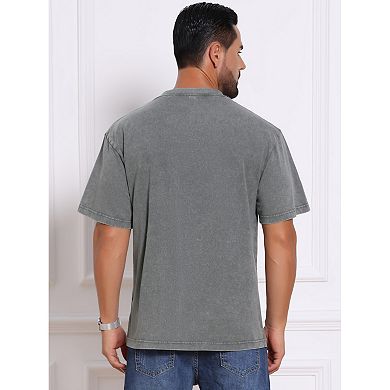 2 Packs Men's Retro Distressed T-Shirt Crew Neck Short Sleeve Solid T-Shirts