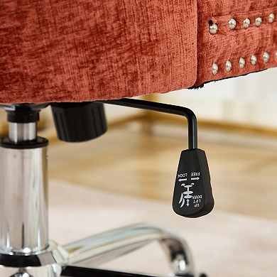 Chenille Tufted Office Chair, Adjustable Swivel Desk Chair with Chrome Metal Base