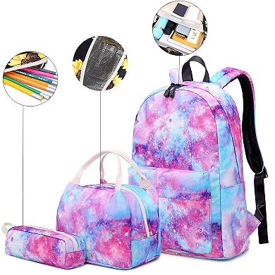 Teen School Backpack Lunch Bag Set Water Resistant