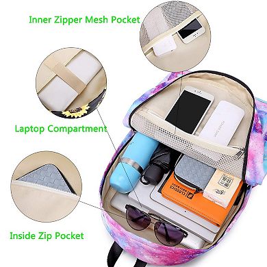 Teen School Backpack Lunch Bag Set Water Resistant