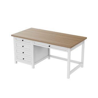 YIORTWO Multi Drawer Computer Desk Power Outlet Writing Table for Home Bedroom Study