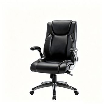 YIORTWO PU Leather Ergonomic Office Chair Flip Up Arms Adjustable Height Tilt Desk Chair
